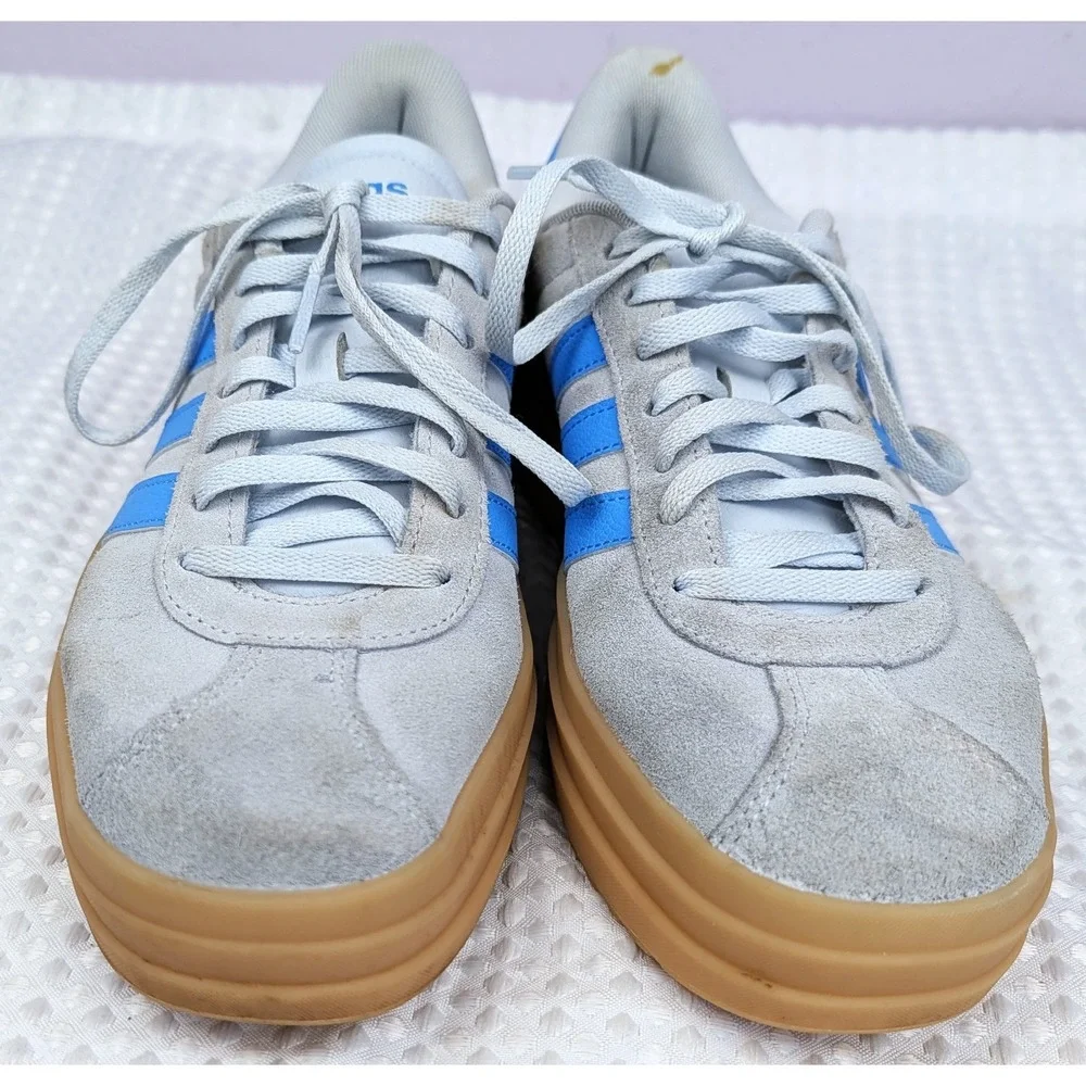 Adidas Womens VL Court Bold IH2310 Blue Gray Casual Sneakers Size 8 Platform